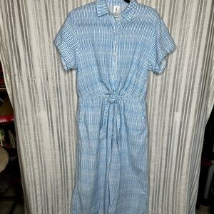 Smash + Tess Light Blue and White Striped Jumpsuit